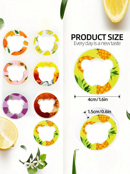 7/5pcs Bear Fruit Drink Flavor Pods Air Flavor Pods Water Bottle Flavor Caps Fruit Scent Pods for Water Bottles Sports Tool