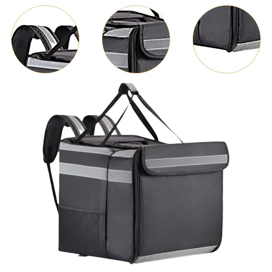 Pizza Delivery Backpack Pizza Backpack Expandable Waterproof Bike Food Delivery Backpack Lightweight with Reflective Strip