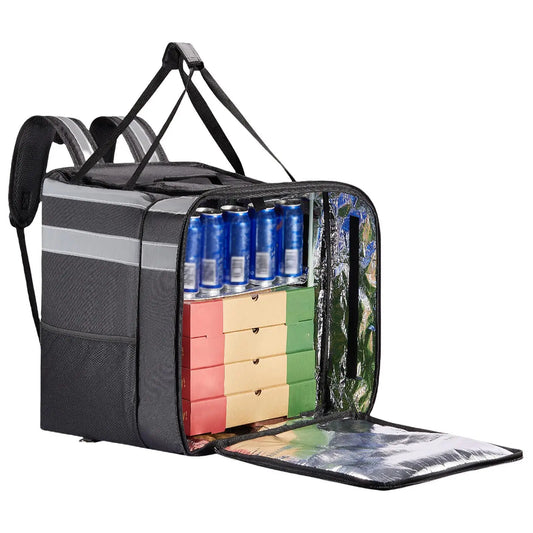 Pizza Delivery Backpack Pizza Backpack Expandable Waterproof Bike Food Delivery Backpack Lightweight with Reflective Strip