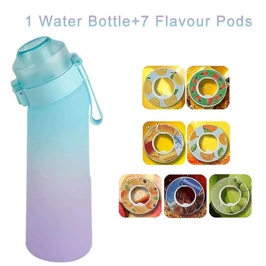 650ML Sports Air Water Bottle BPA Free, Fruit Scent Pods Air Flavor Caps,Leak Proof Sports Water Cup for Outdoor Running Gym